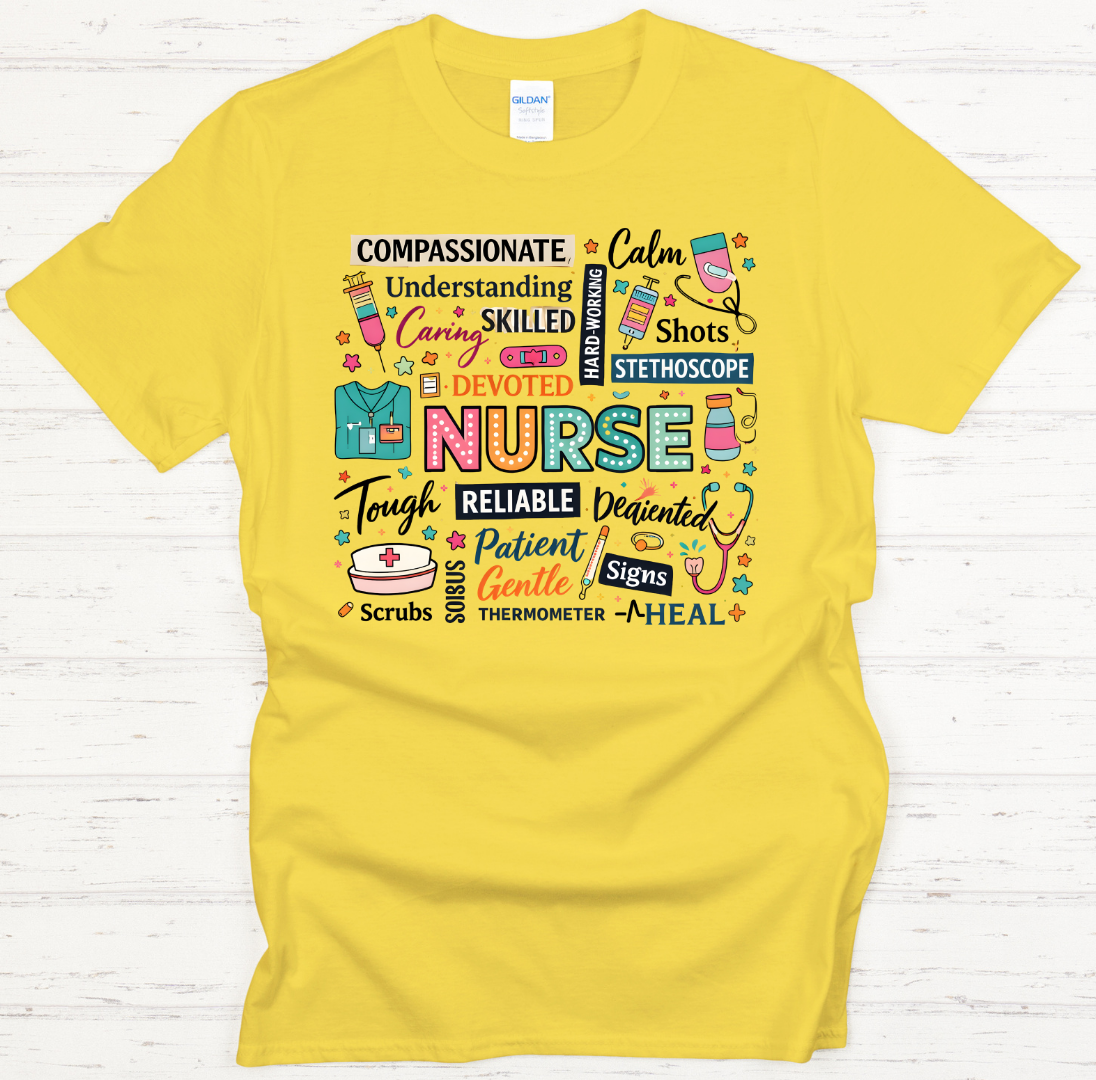 Compassionate Nurse Graphic Shirt on Gildan Softstyle Tee