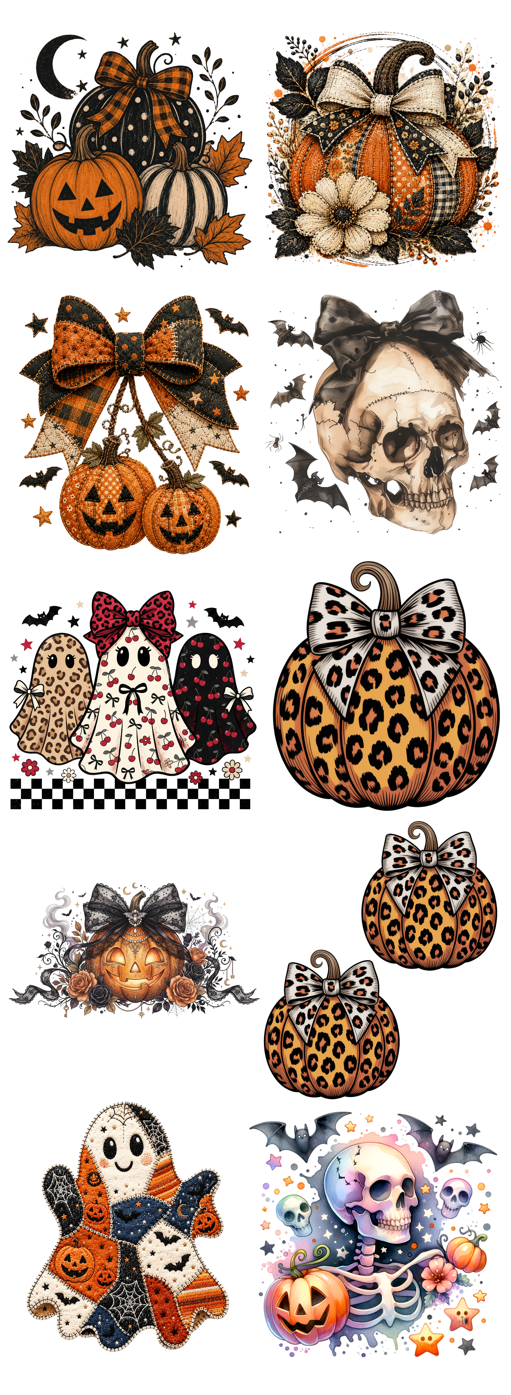 Coquette Halloween DTF Gang Sheet | Bows, Pumpkins & Spooky Fall Designs