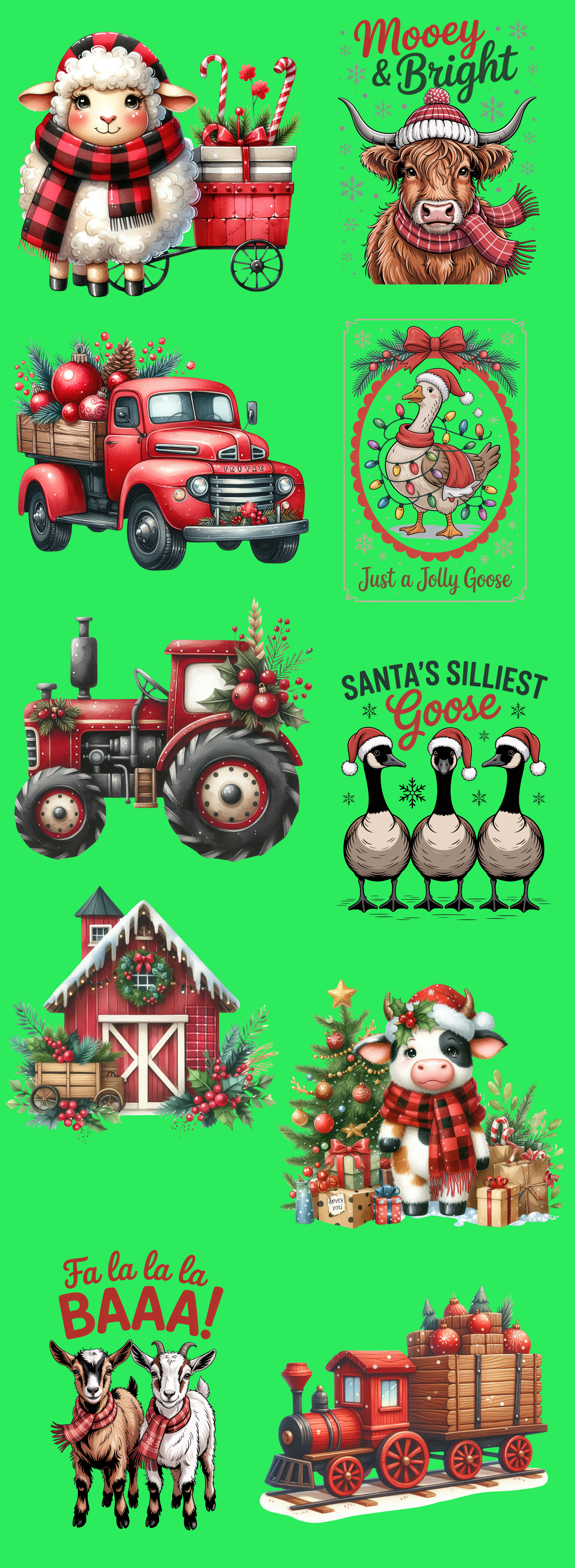 Country Christmas DTF Gang Sheet | Farmhouse Holiday Designs