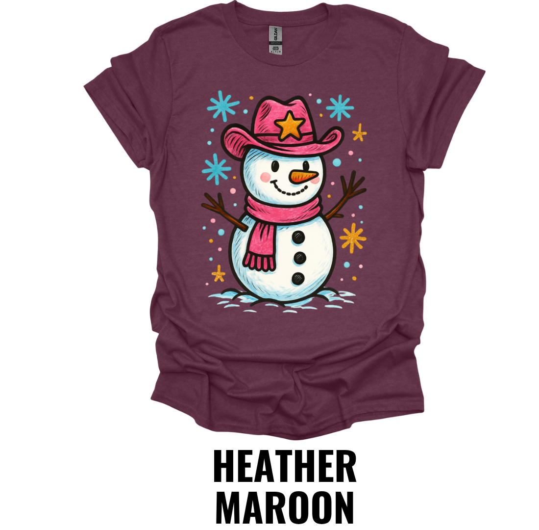 Cowboy Snowman Shirt – Western Christmas Graphic T-Shirt