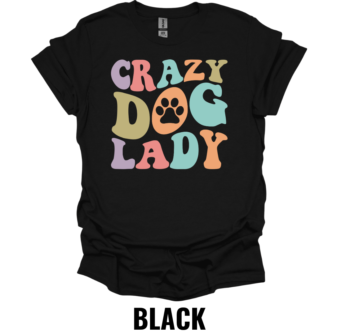 Crazy Dog Lady T-Shirt – Retro Colorful Dog Lover Graphic Tee