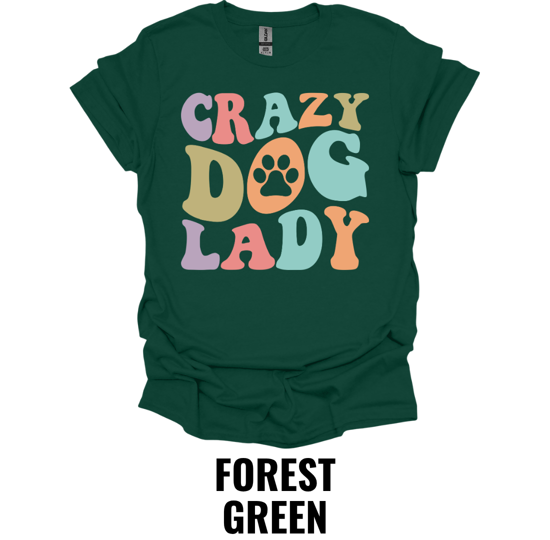 Crazy Dog Lady T-Shirt – Retro Colorful Dog Lover Graphic Tee