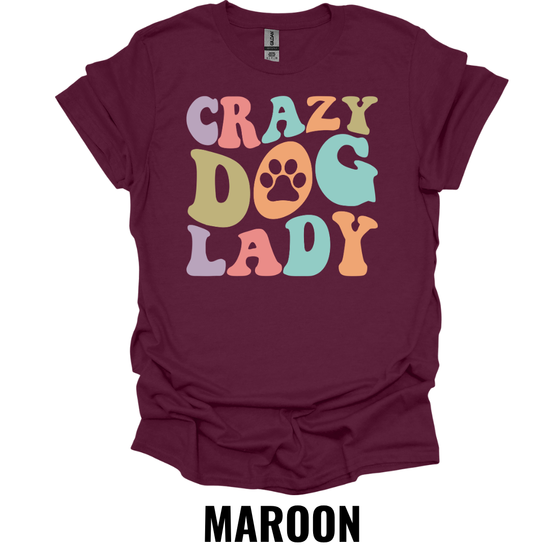 Crazy Dog Lady T-Shirt – Retro Colorful Dog Lover Graphic Tee