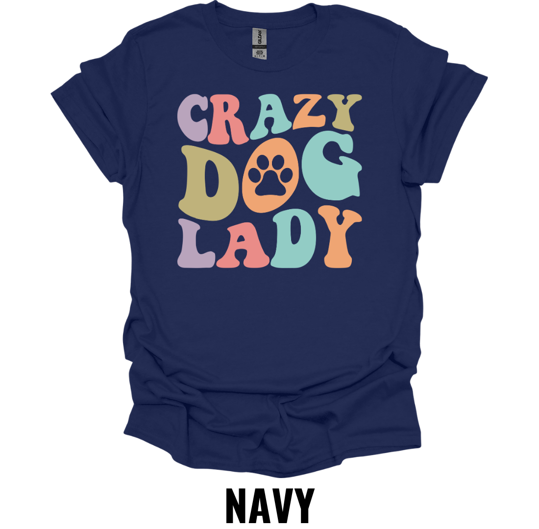 Crazy Dog Lady T-Shirt – Retro Colorful Dog Lover Graphic Tee