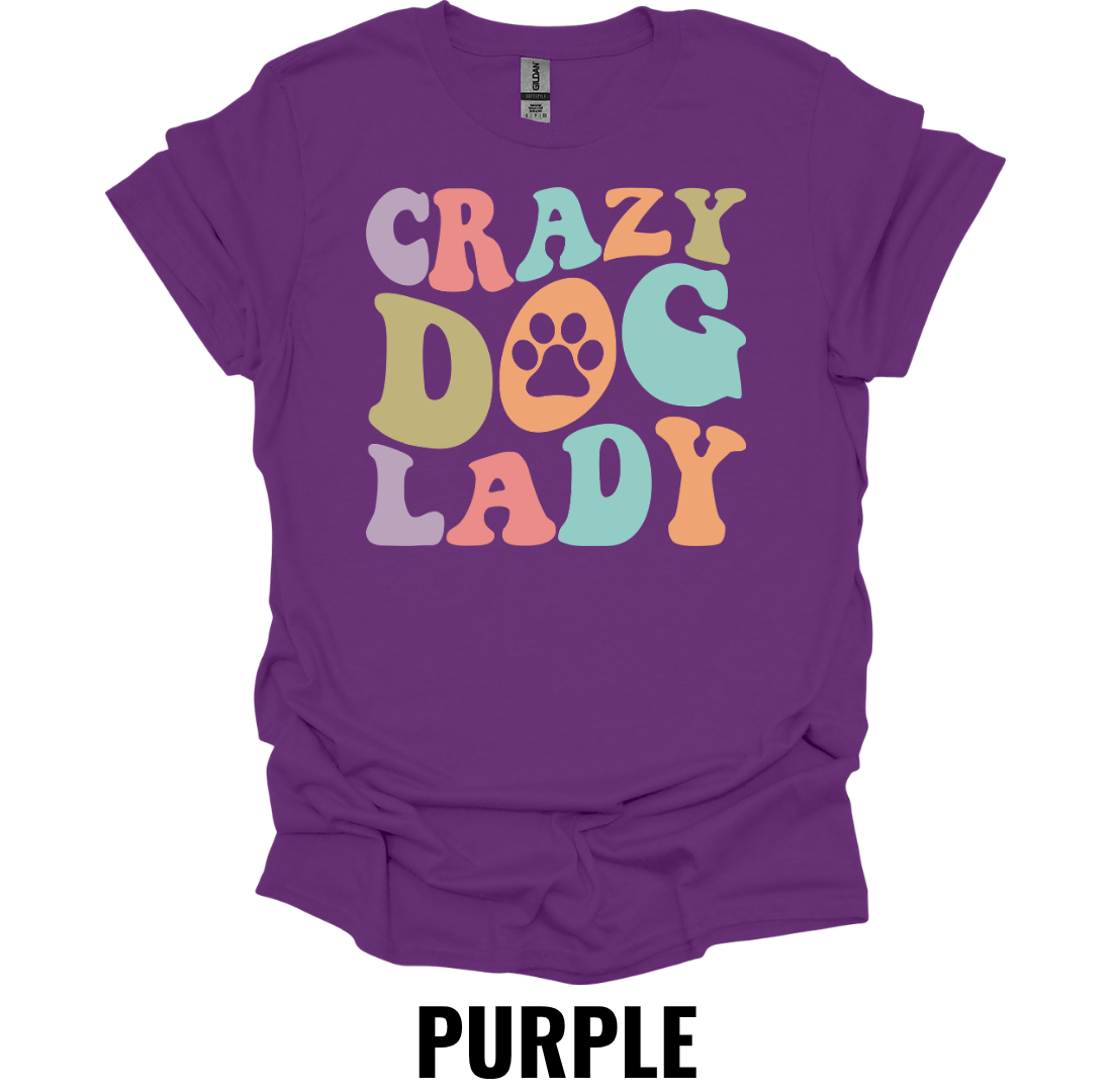Crazy Dog Lady T-Shirt – Retro Colorful Dog Lover Graphic Tee