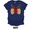 Crochet Reindeer Bow Christmas Shirt – Rustic Holiday Bow and Antler Graphic Tee