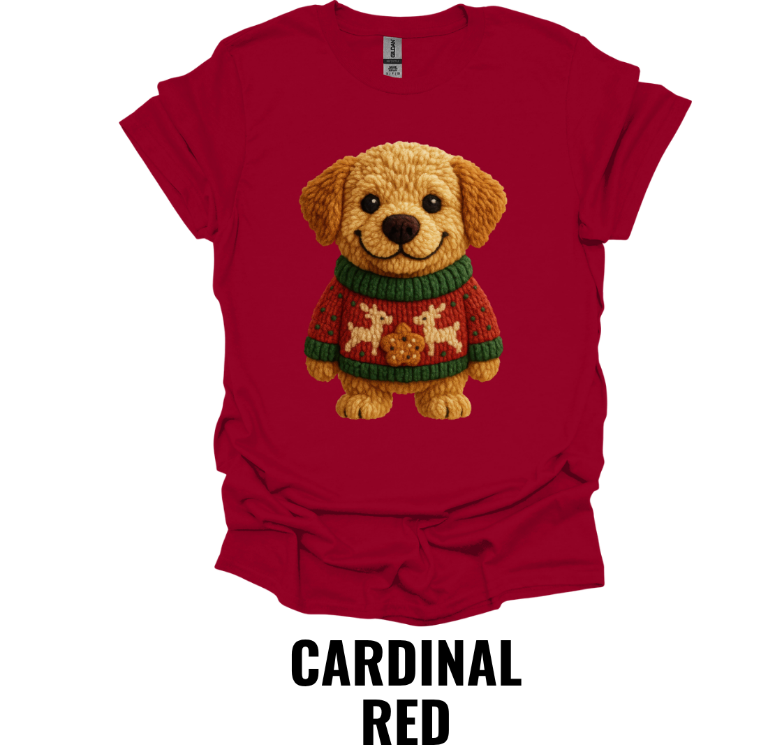 Cute Christmas Puppy Sweater Shirt – Cozy Holiday Dog Graphic Tee