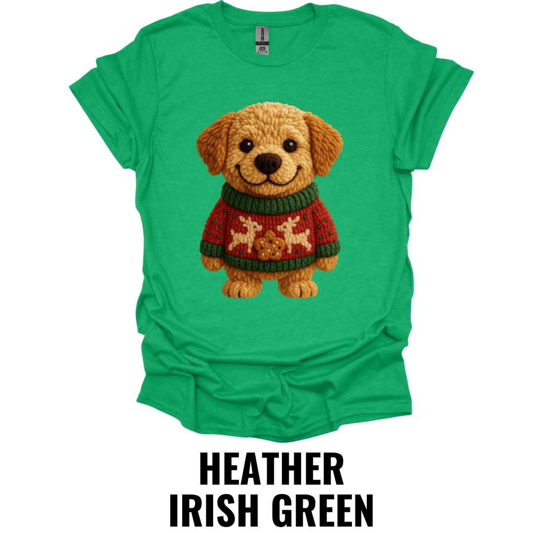 Cute Christmas Puppy Sweater Shirt – Cozy Holiday Dog Graphic Tee