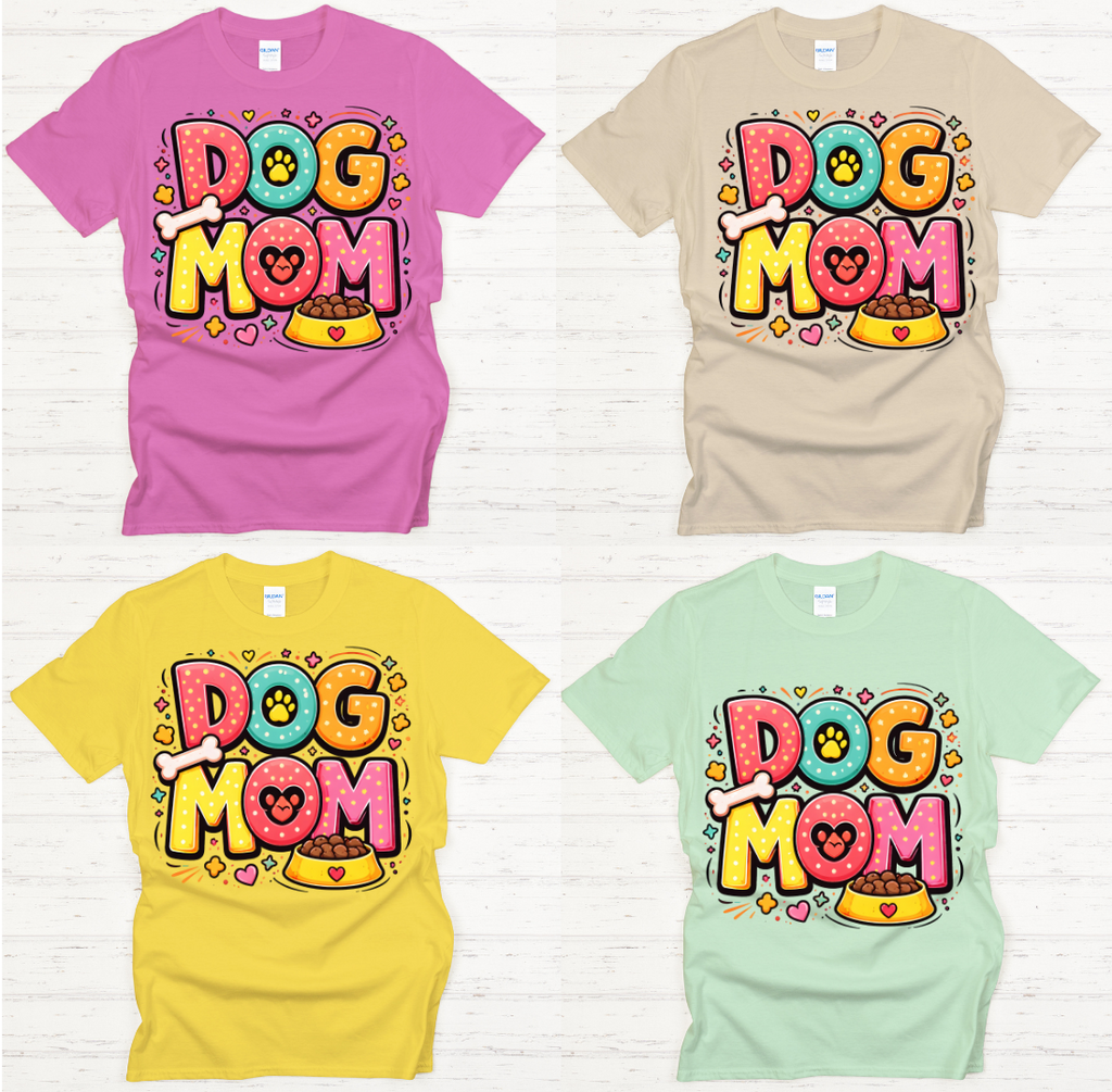 Cute Colorful Dog Mom Pet Lover Graphic Shirt on Gildan Softstyle Tee
