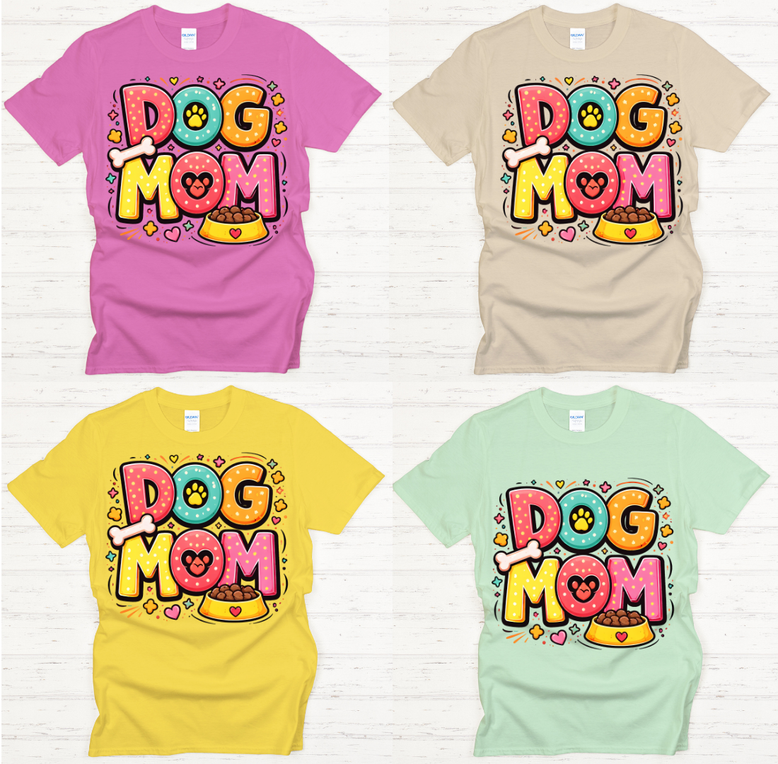 Cute Colorful Dog Mom Pet Lover Graphic Shirt on Gildan Softstyle Tee
