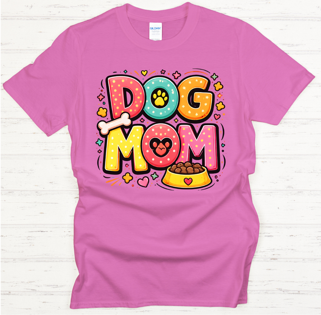 Cute Colorful Dog Mom Pet Lover Graphic Shirt on Gildan Softstyle Tee