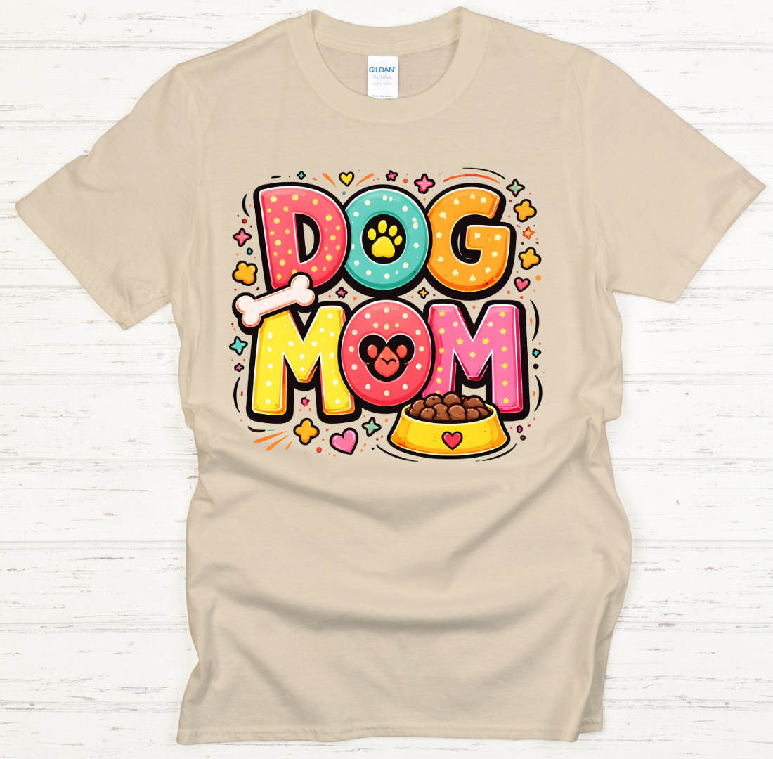 Cute Colorful Dog Mom Pet Lover Graphic Shirt on Gildan Softstyle Tee