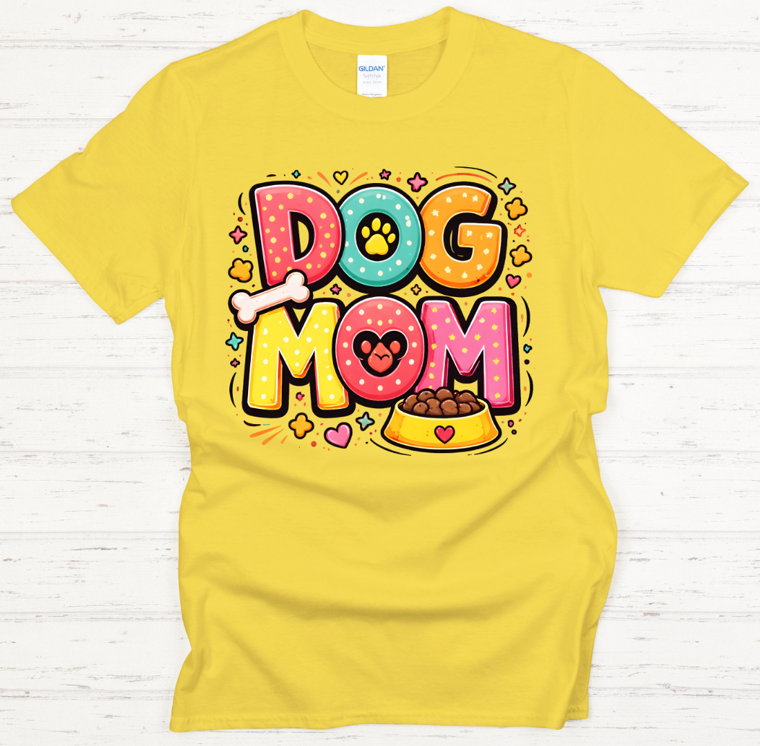 Cute Colorful Dog Mom Pet Lover Graphic Shirt on Gildan Softstyle Tee