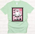 Cute Ghost Friday the 13th Shirt – Spooky Pink Halloween Stamp Tee