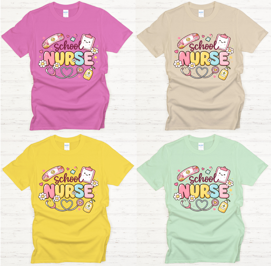 Cute School Nurse Retro Medical Graphic Shirt on Gildan Softstyle Tee