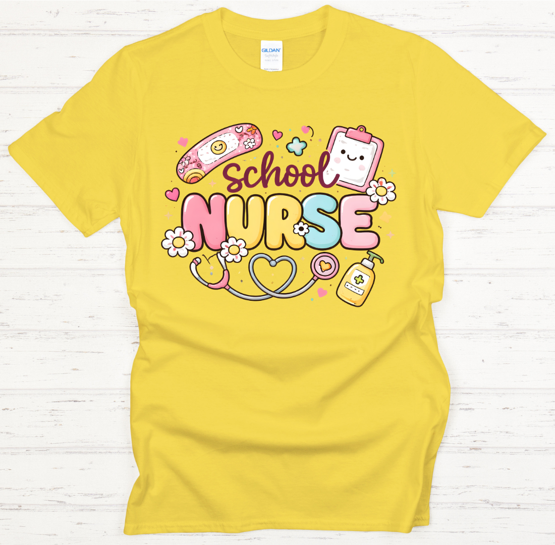 Cute School Nurse Retro Medical Graphic Shirt on Gildan Softstyle Tee
