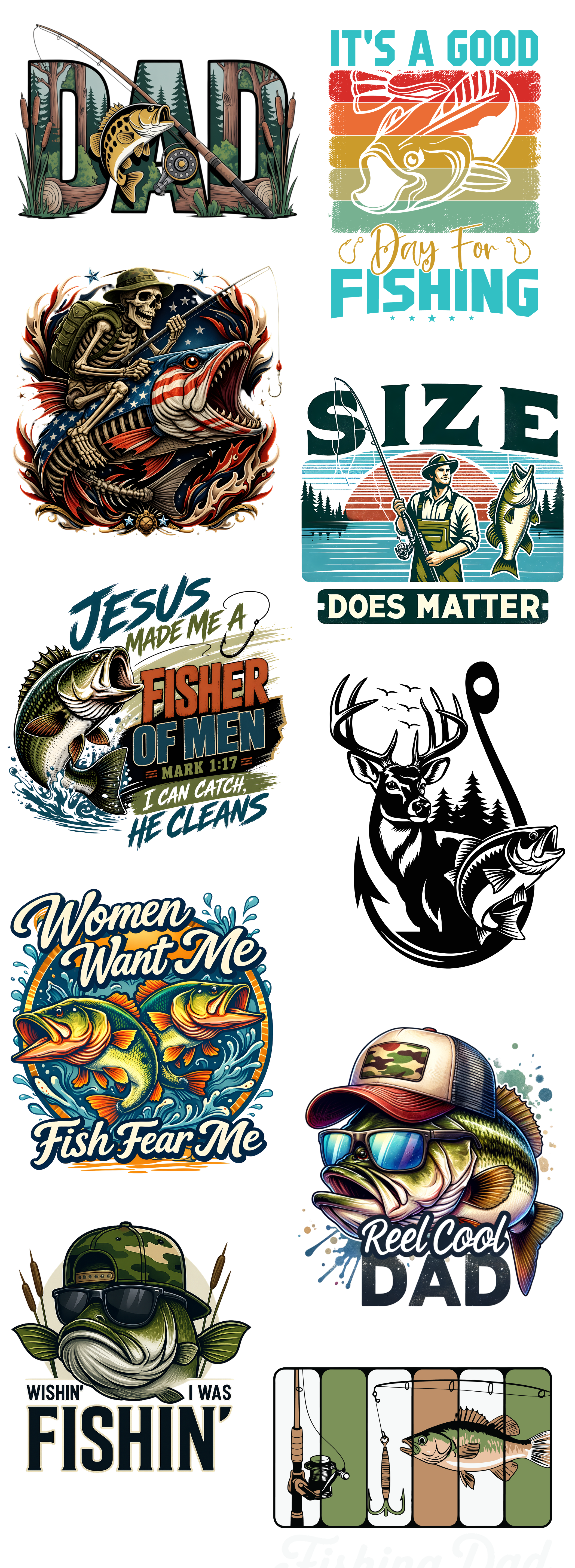 Dad Fishing Graphic DTF Transfer – Father's Day Fishing Design