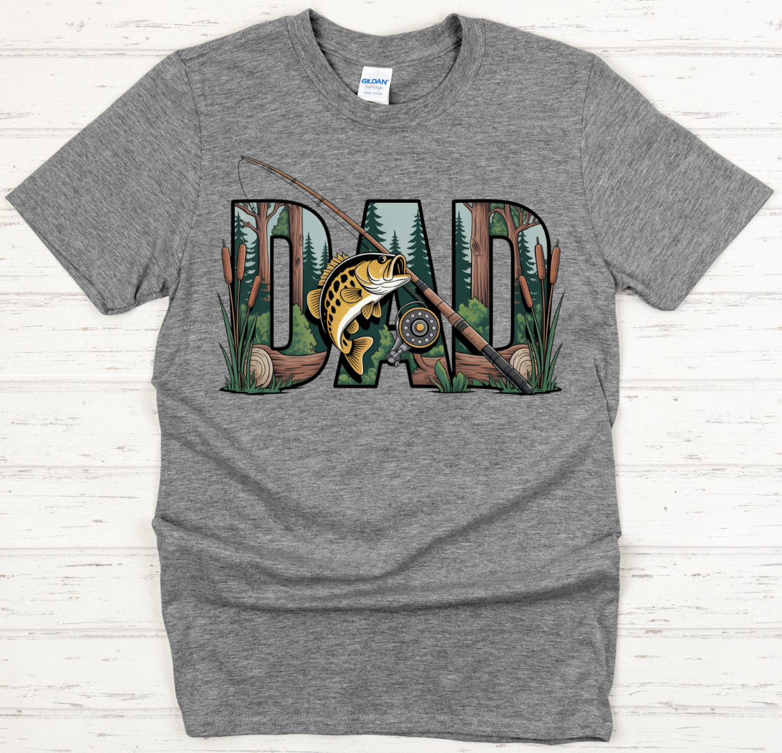 Dad Fishing Graphic Shirt on Gildan Softstyle Tee