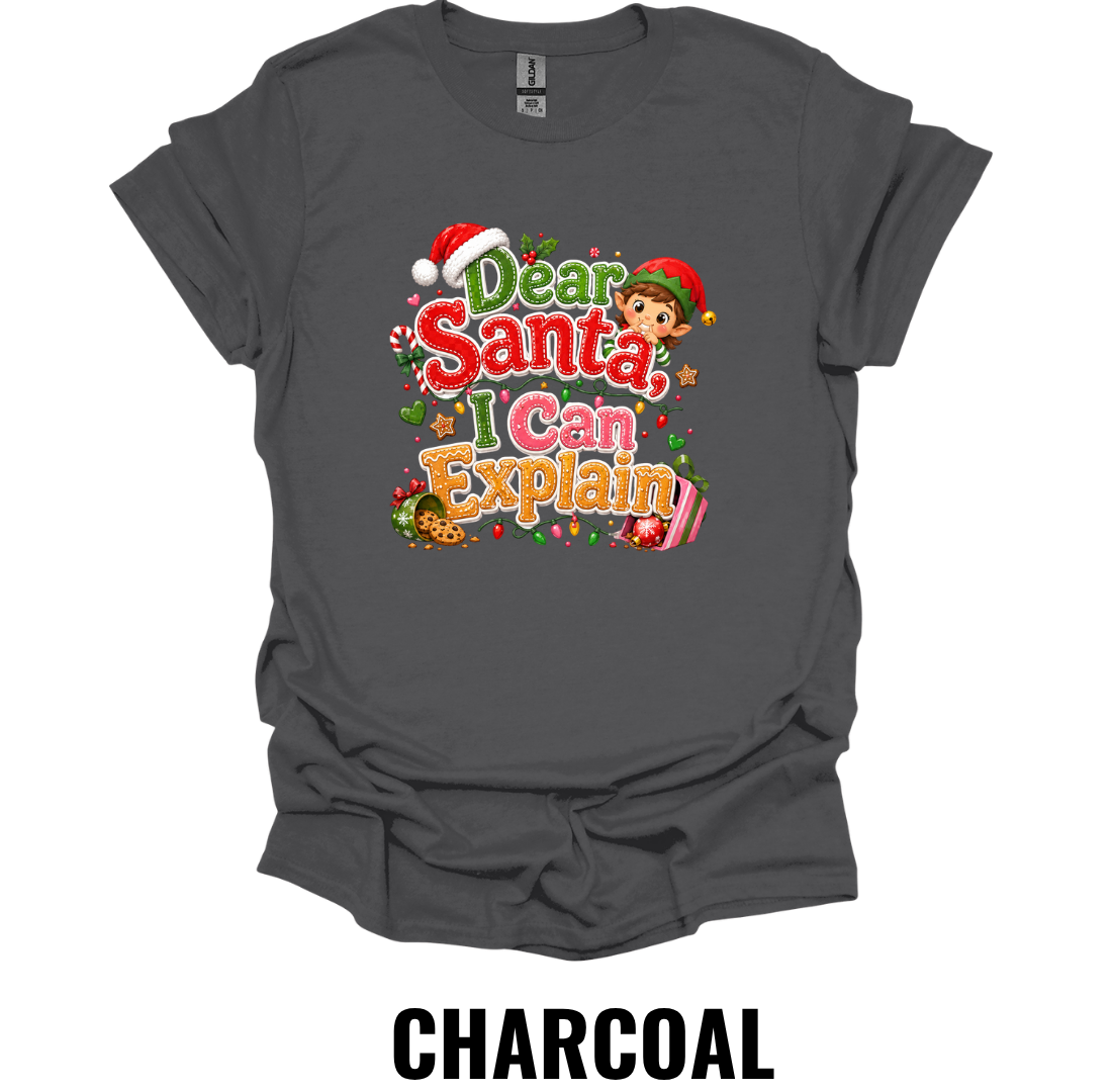 Dear Santa I Can Explain Youth Christmas T-Shirt – Funny Kids Holiday Graphic Tee