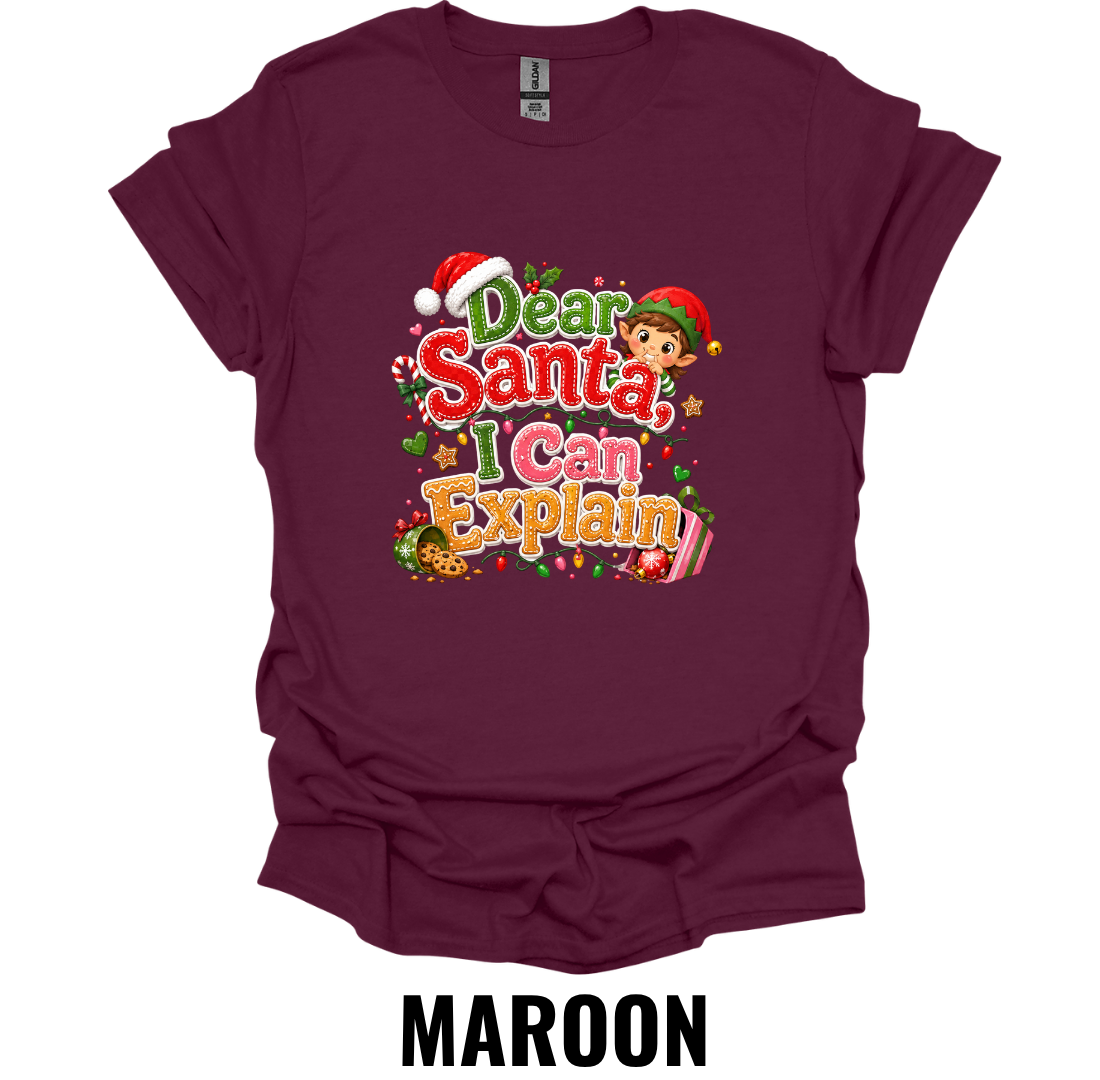 Dear Santa I Can Explain Youth Christmas T-Shirt – Funny Kids Holiday Graphic Tee