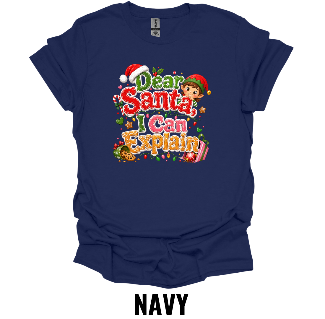 Dear Santa I Can Explain Youth Christmas T-Shirt – Funny Kids Holiday Graphic Tee