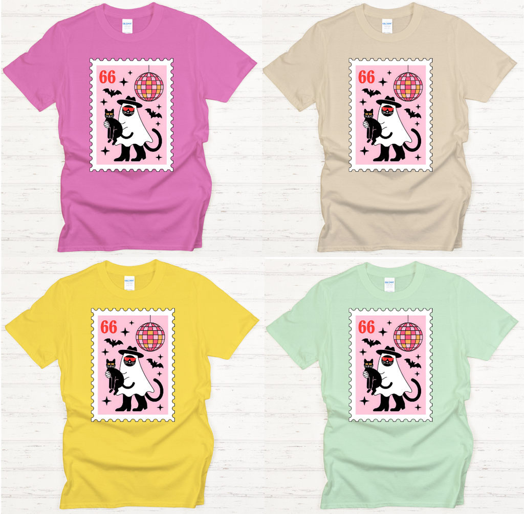 Disco Ghost Black Cat Halloween Shirt – Retro Spooky Dance Party Tee