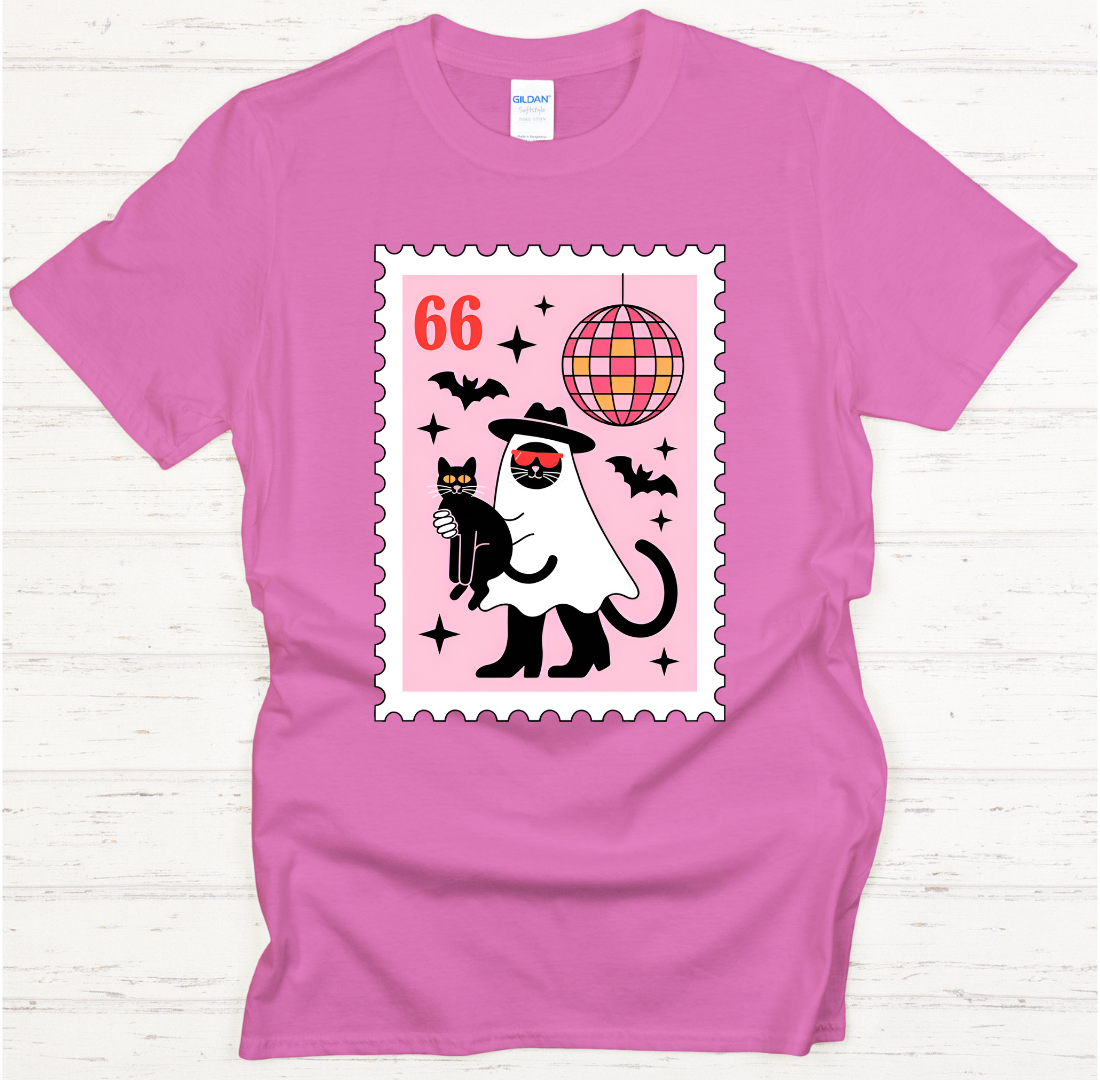 Disco Ghost Black Cat Halloween Shirt – Retro Spooky Dance Party Tee