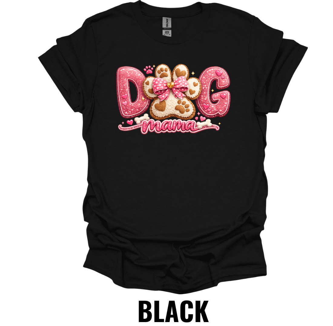 Dog Mama Shirt – Pink Glitter Dog Mom Graphic Tee