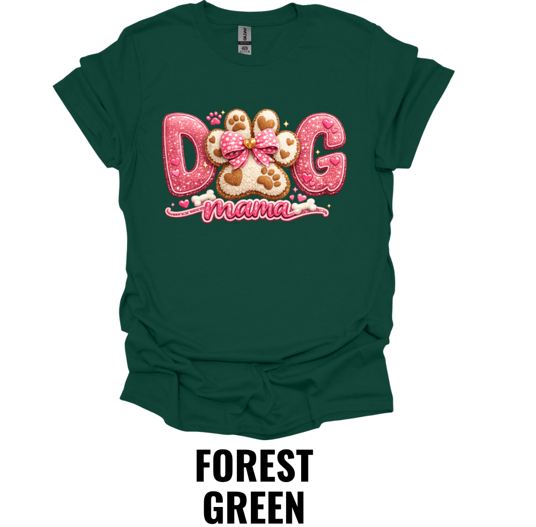 Dog Mama Shirt – Pink Glitter Dog Mom Graphic Tee