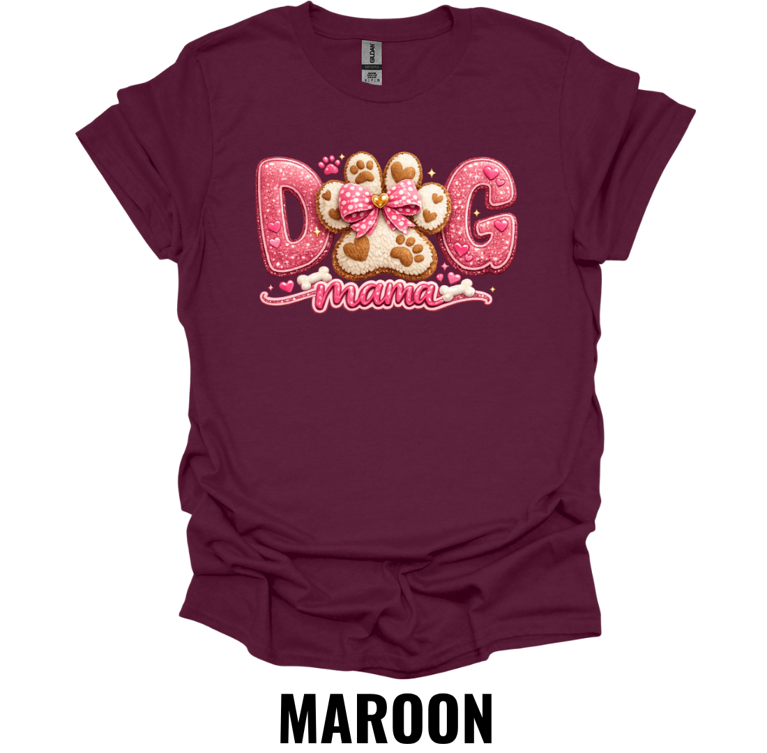 Dog Mama Shirt – Pink Glitter Dog Mom Graphic Tee