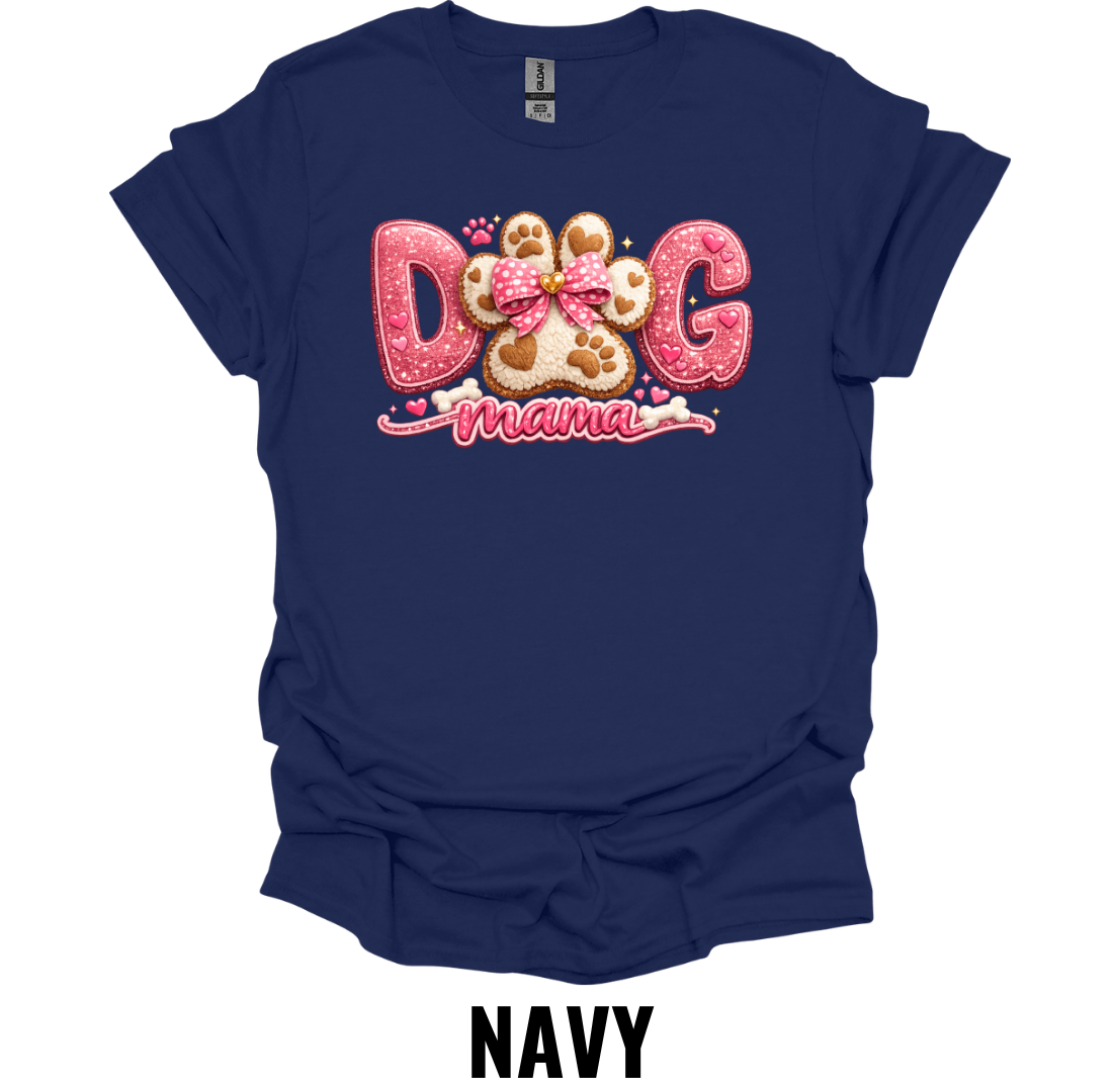 Dog Mama Shirt – Pink Glitter Dog Mom Graphic Tee