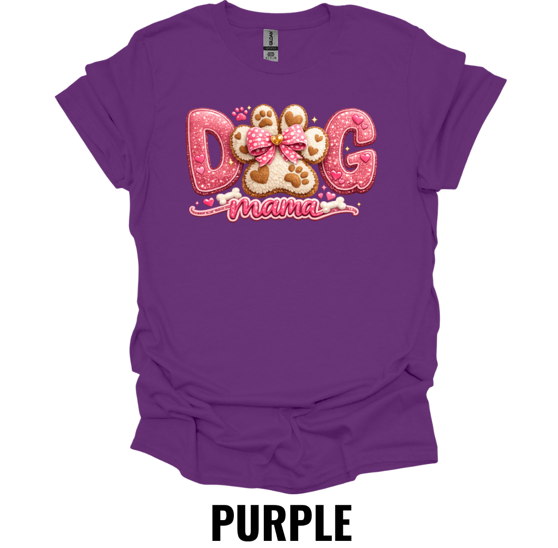 Dog Mama Shirt – Pink Glitter Dog Mom Graphic Tee