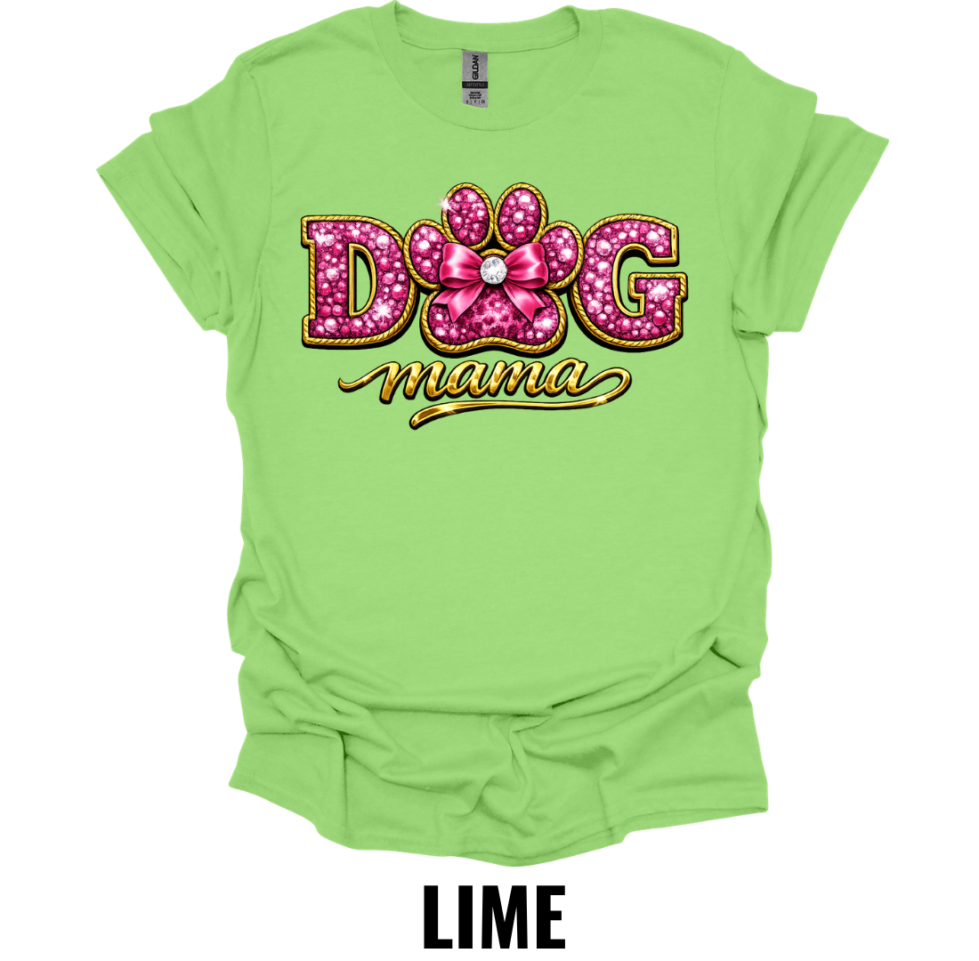 Dog Mama Shirt – Pink Glitter Paw Dog Mom Graphic Tee