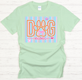 Dog Mom Pastel Paw Print Graphic Shirt on Gildan Softstyle Tee