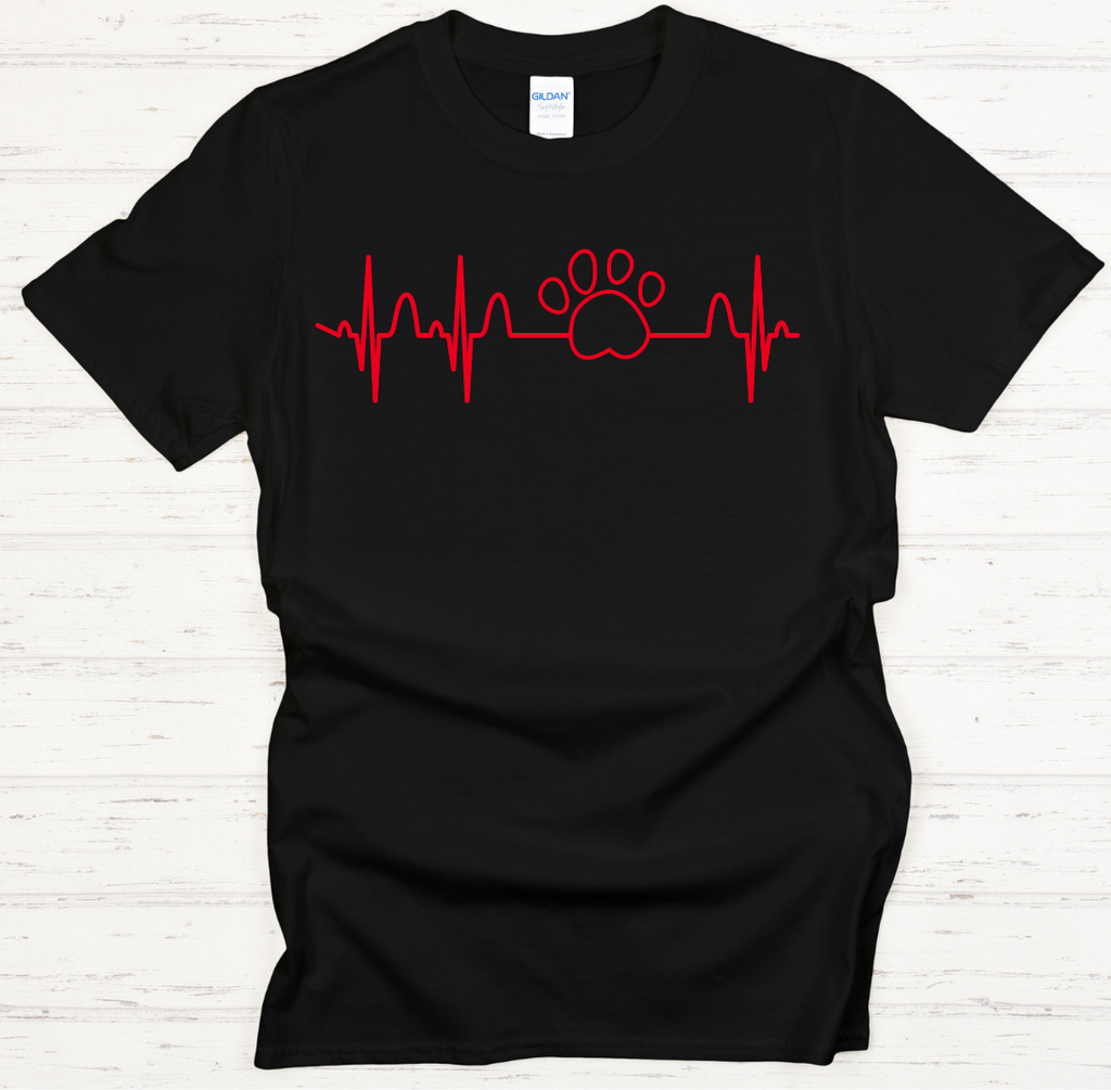 Dog Paw Heartbeat Dog Lover Shirt on Gildan Softstyle Tee