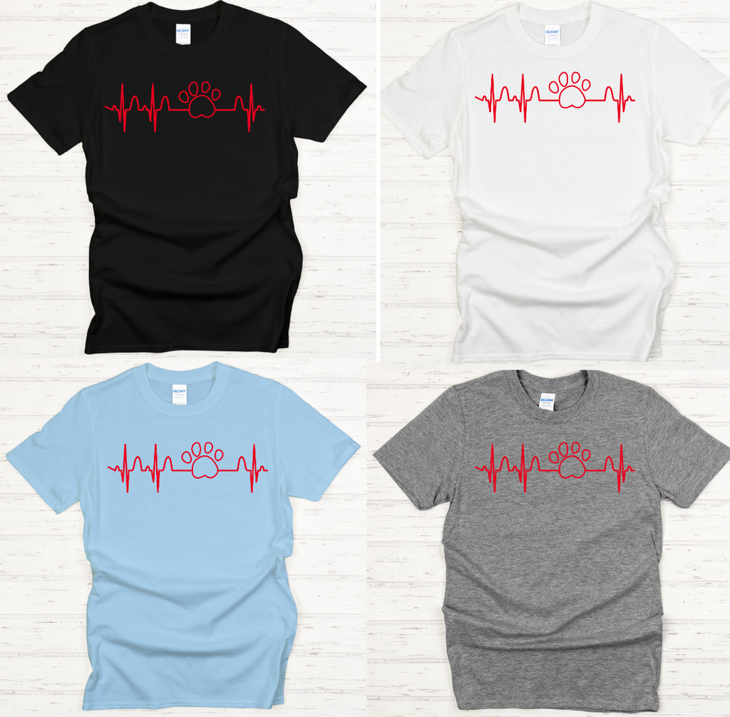 Dog Paw Heartbeat Dog Lover Shirt on Gildan Softstyle Tee