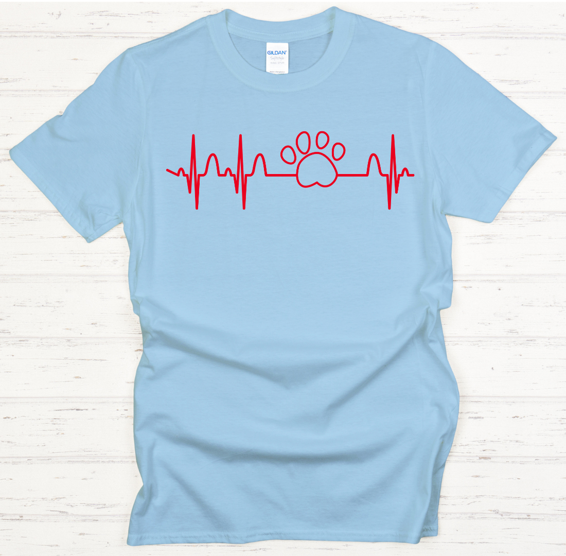 Dog Paw Heartbeat Dog Lover Shirt on Gildan Softstyle Tee