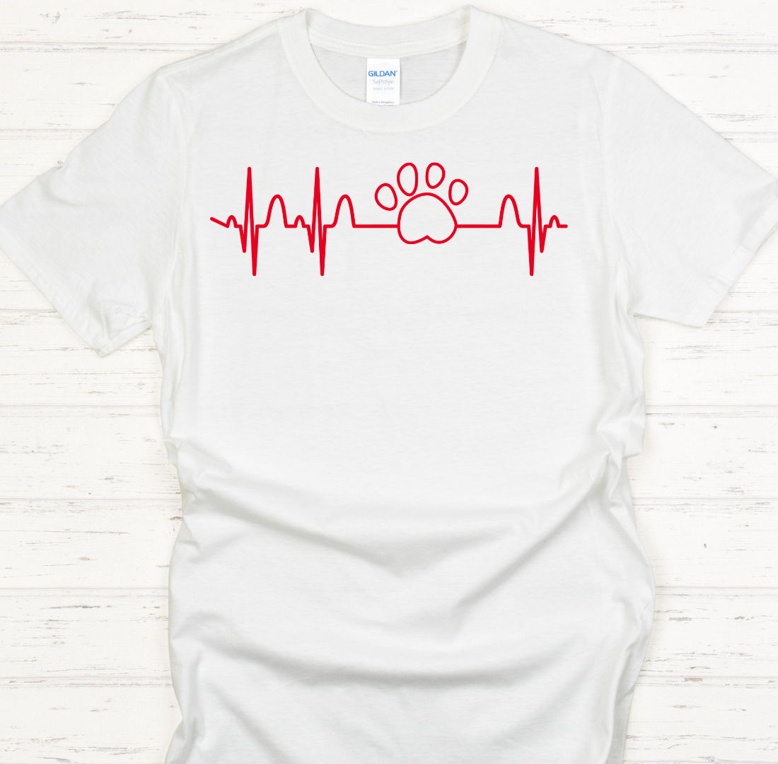 Dog Paw Heartbeat Dog Lover Shirt on Gildan Softstyle Tee