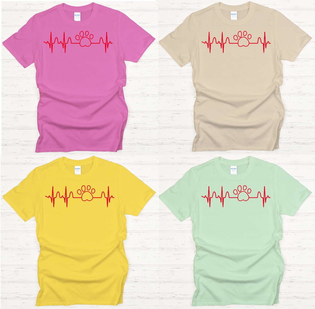Dog Paw Heartbeat Shirt on Gildan Softstyle Tee