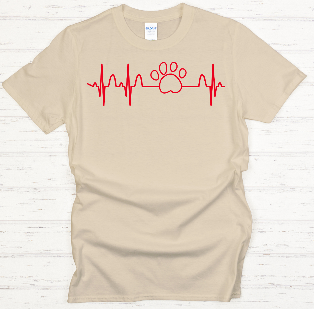 Dog Paw Heartbeat Shirt on Gildan Softstyle Tee
