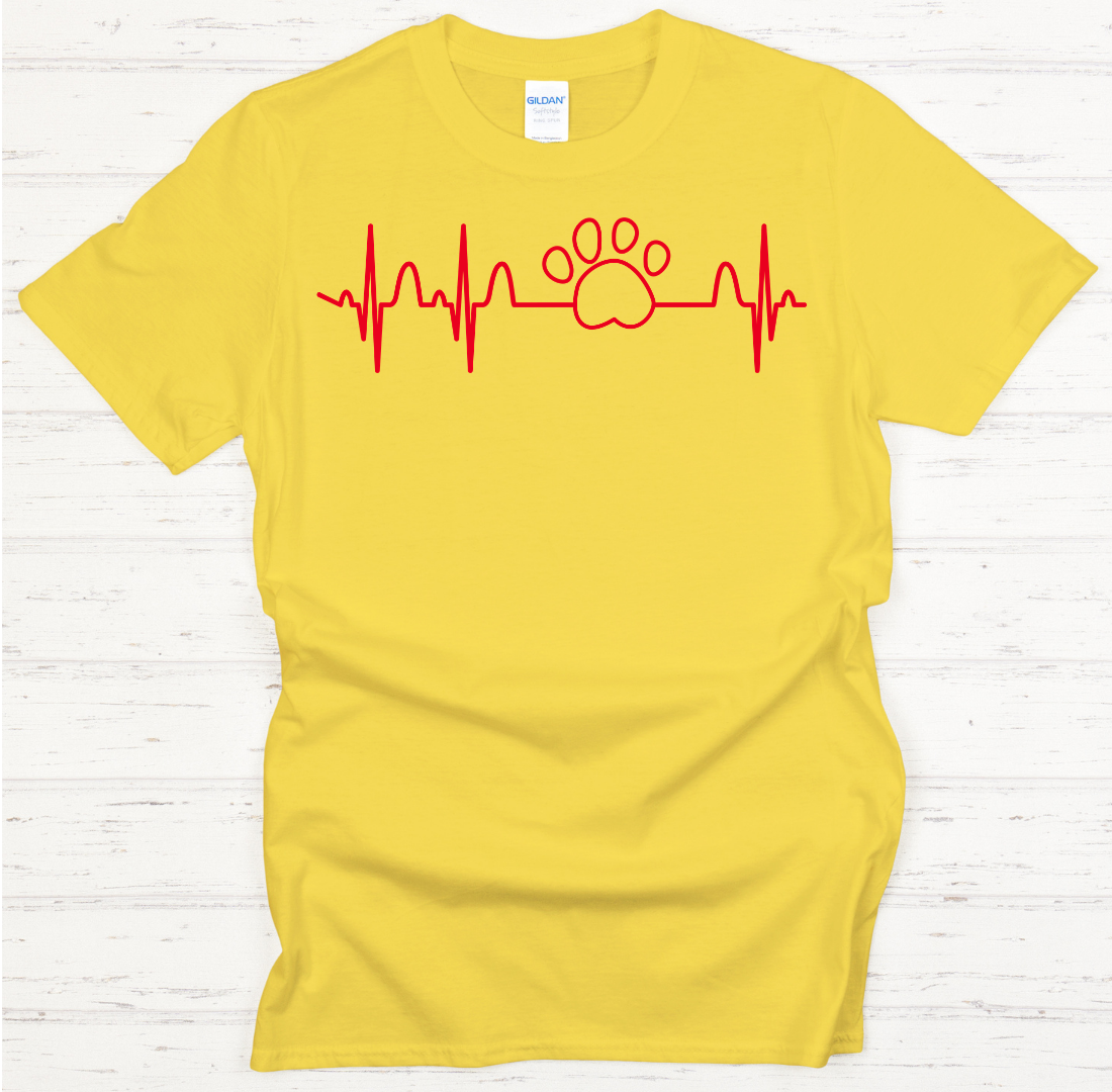 Dog Paw Heartbeat Shirt on Gildan Softstyle Tee
