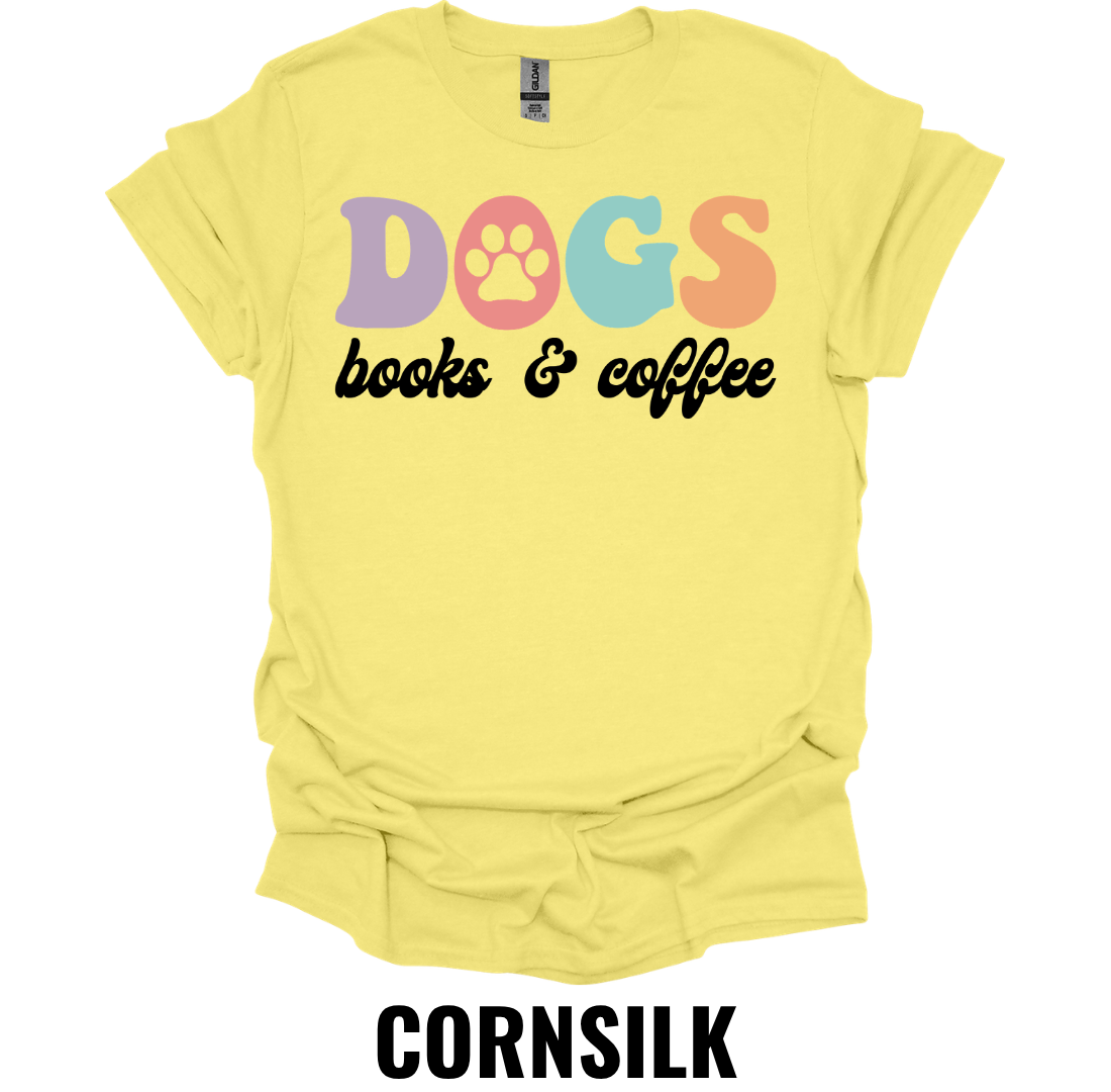 Dogs Books & Coffee T-Shirt – Cute Dog Lover Reader Graphic Tee