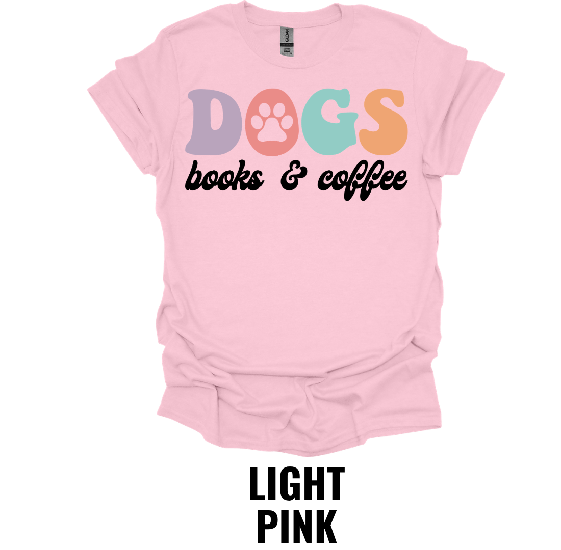 Dogs Books & Coffee T-Shirt – Cute Dog Lover Reader Graphic Tee