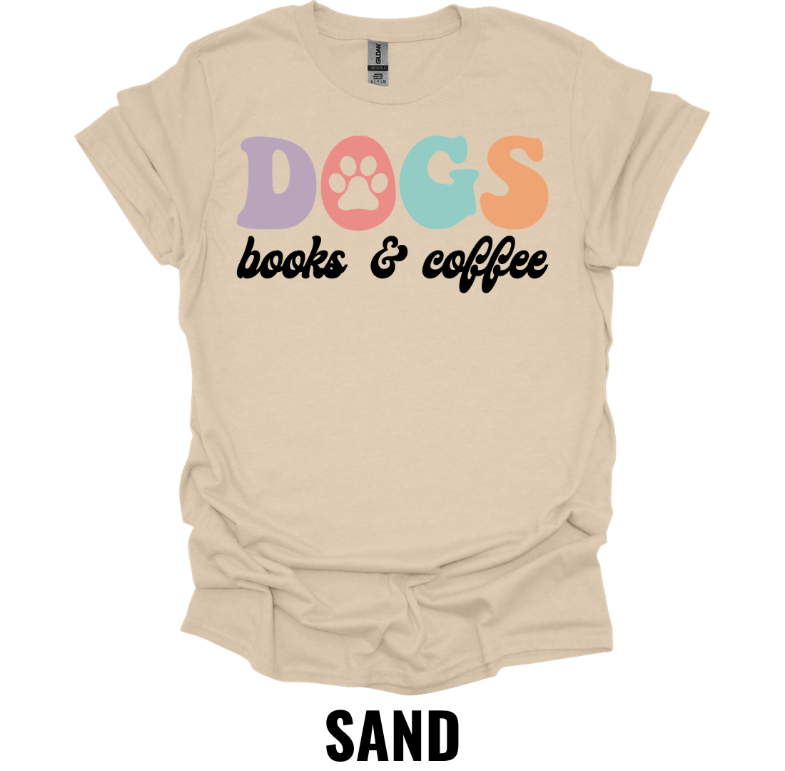 Dogs Books & Coffee T-Shirt – Cute Dog Lover Reader Graphic Tee