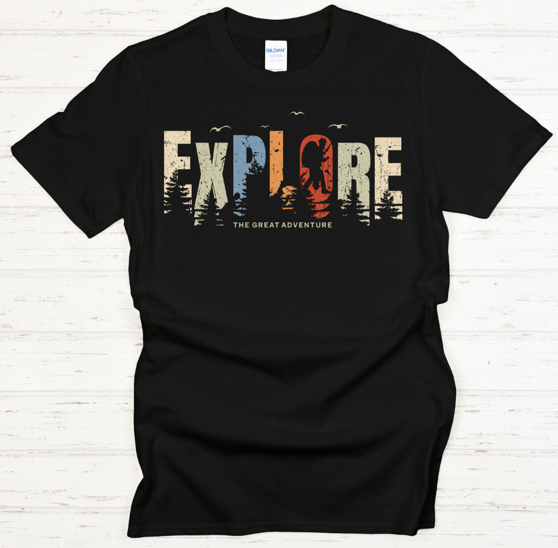Explore The Great Adventure Graphic T-Shirt | Gildan Softstyle Tee