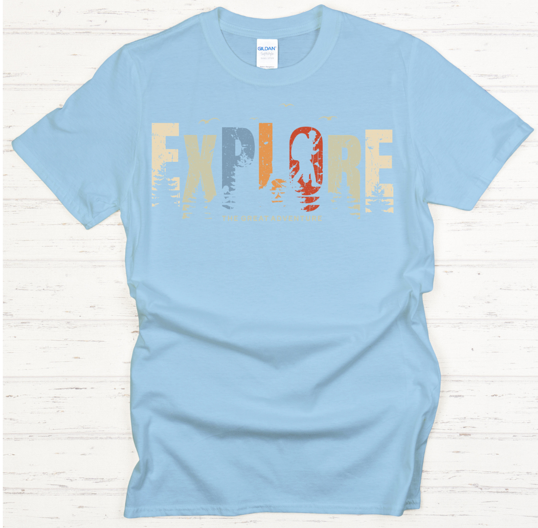 Explore The Great Adventure Graphic T-Shirt | Gildan Softstyle Tee