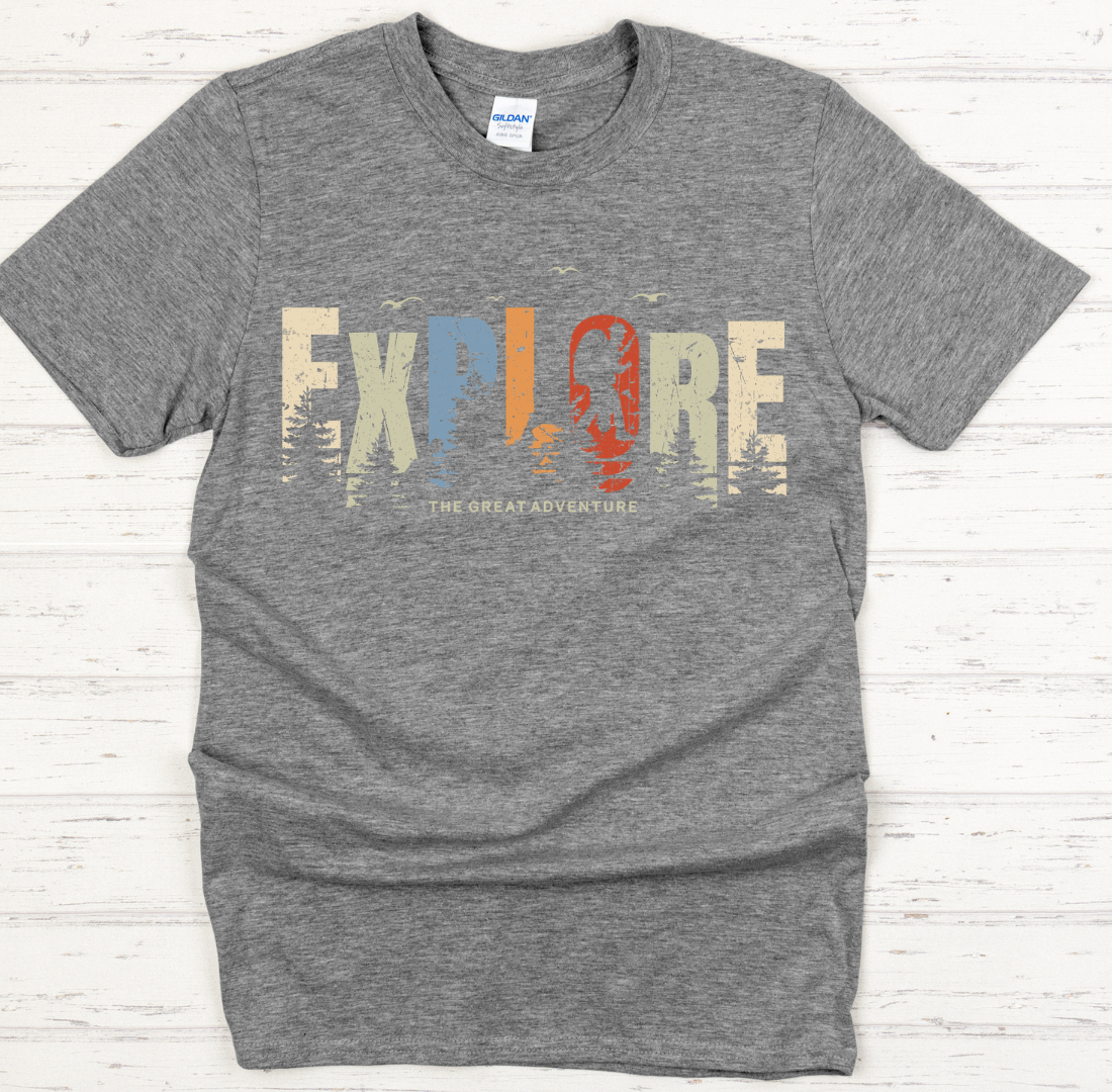 Explore The Great Adventure Graphic T-Shirt | Gildan Softstyle Tee