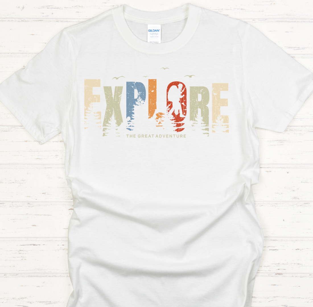 Explore The Great Adventure Graphic T-Shirt | Gildan Softstyle Tee