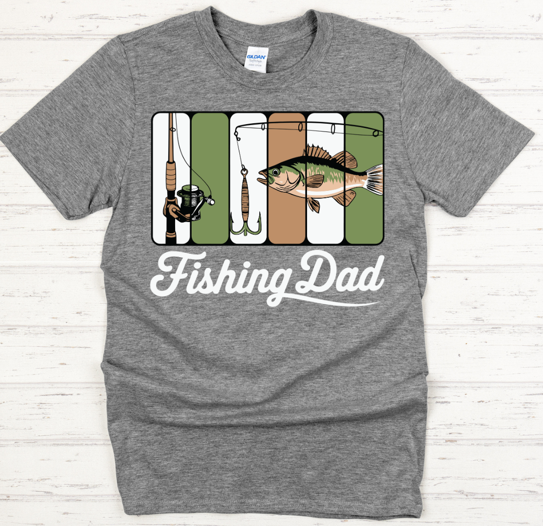 Fishing Dad Graphic Shirt on Gildan Softstyle Tee