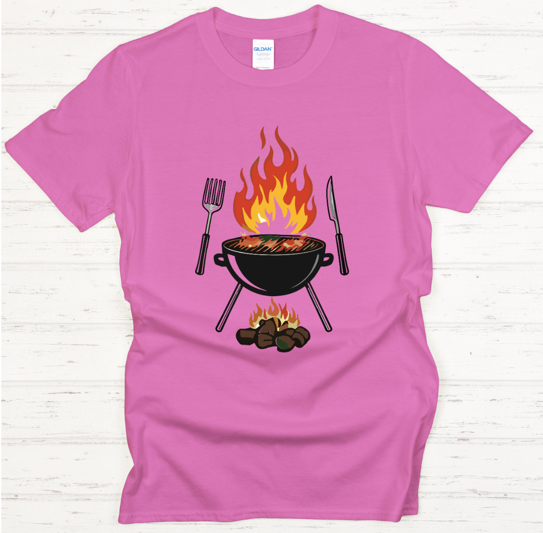 Flaming BBQ Grill Shirt – Funny Backyard Barbecue Pitmaster Tee